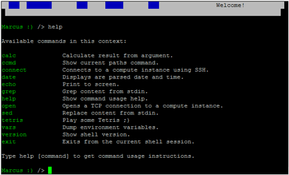 Ausgabe des help Befehls
